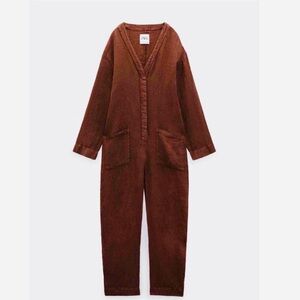NWT Zara The Veronica Overall Linen Jumpsuit Size Large